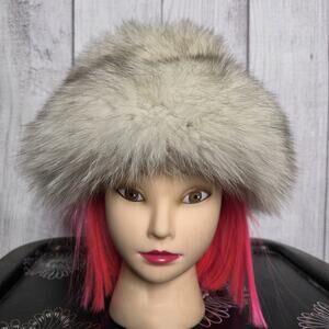 Vintage Fox Fur Cossack Russian Kubanka Hat Irene NY Y2K Glam